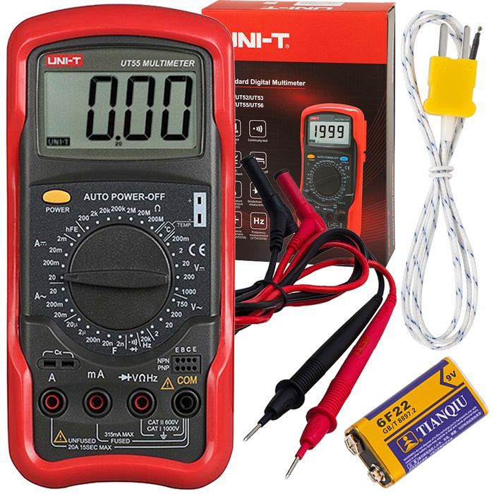 Miernik uniwersalny tester multimetr AC/DC + kable Uni-T UT55