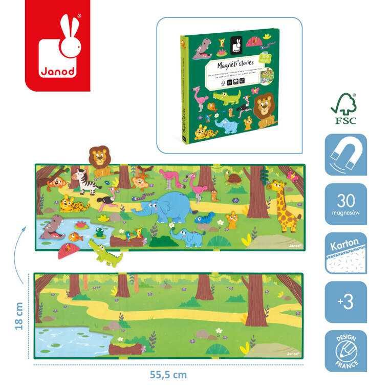Puzzle magnetyczne Afrykańskie Zwierzęta Magnetistories Janod