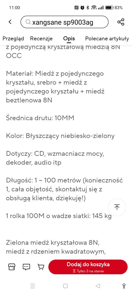 Kabel RCA Ortofon