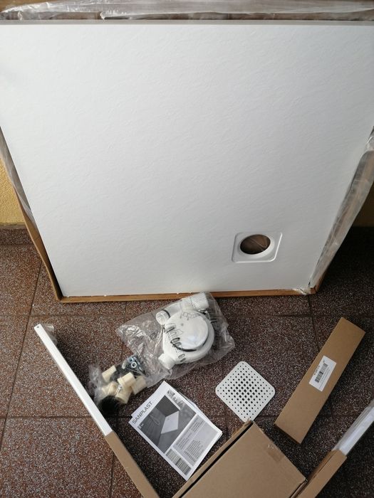 Brodzik Sanplast mineralny odlew 80x80 kwadrat Nowy powystawowy