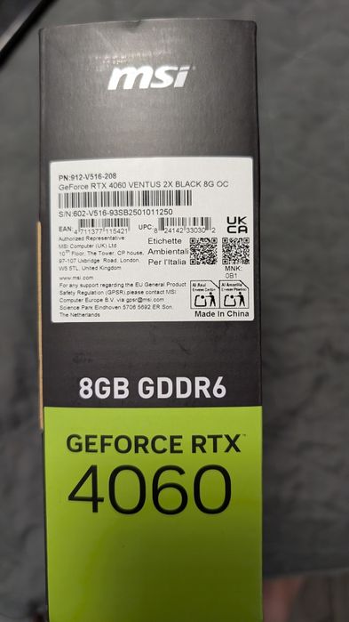 Відеокарта MSI Geforce RTX 4060 Ventus Black 2x 8 gb б/в