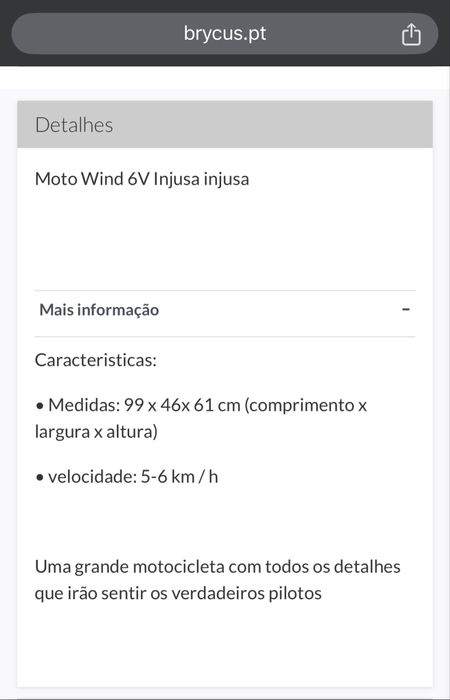 Mota elétrica para criança (6v)