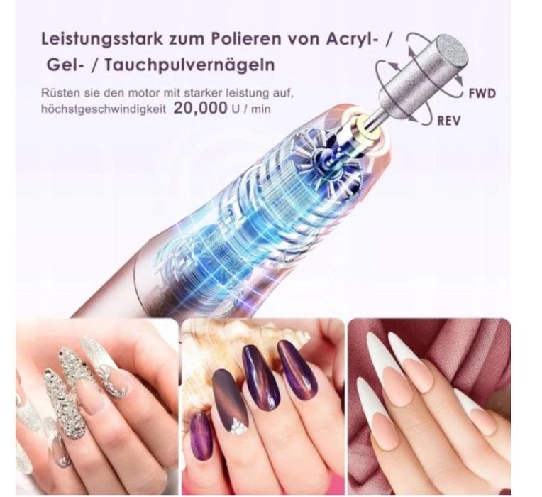 COSLUS Bezprzewodowa przenośna frezarka do paznokci