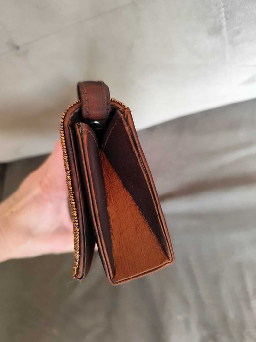 Torebka wizytowa kopertówka mała vintage brązowa koraliki