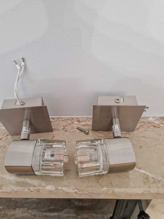 candeeiro de teto 2 focos cubos de gelo em inox e Led