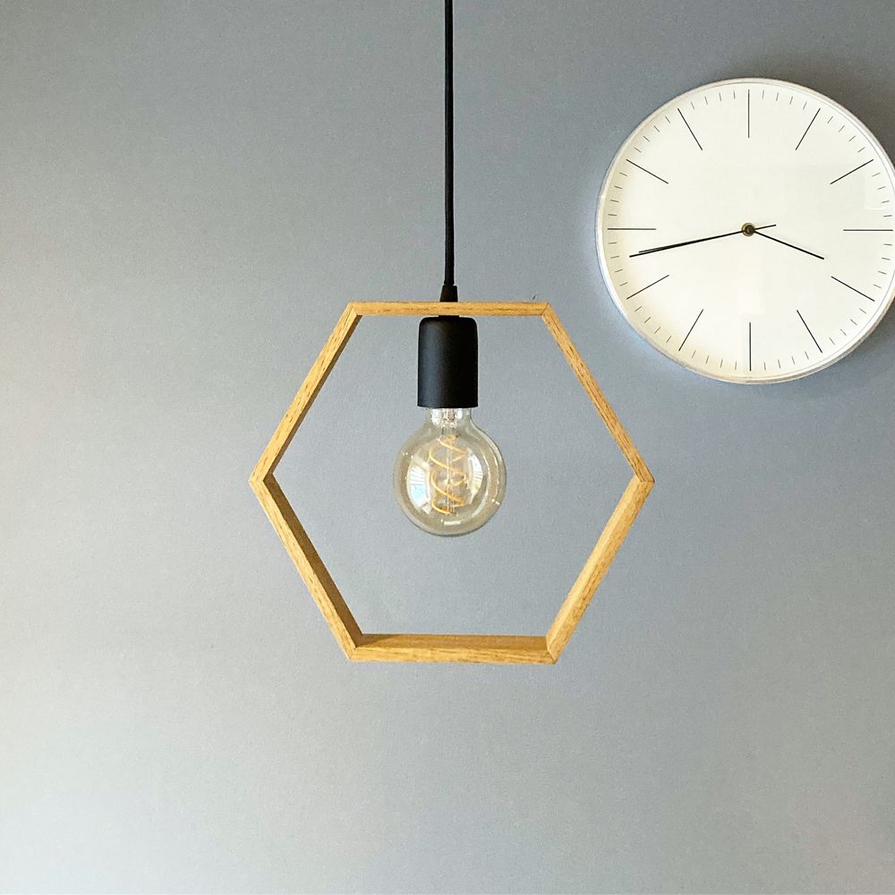 Lampa drewniana HEXAGON-wisząca