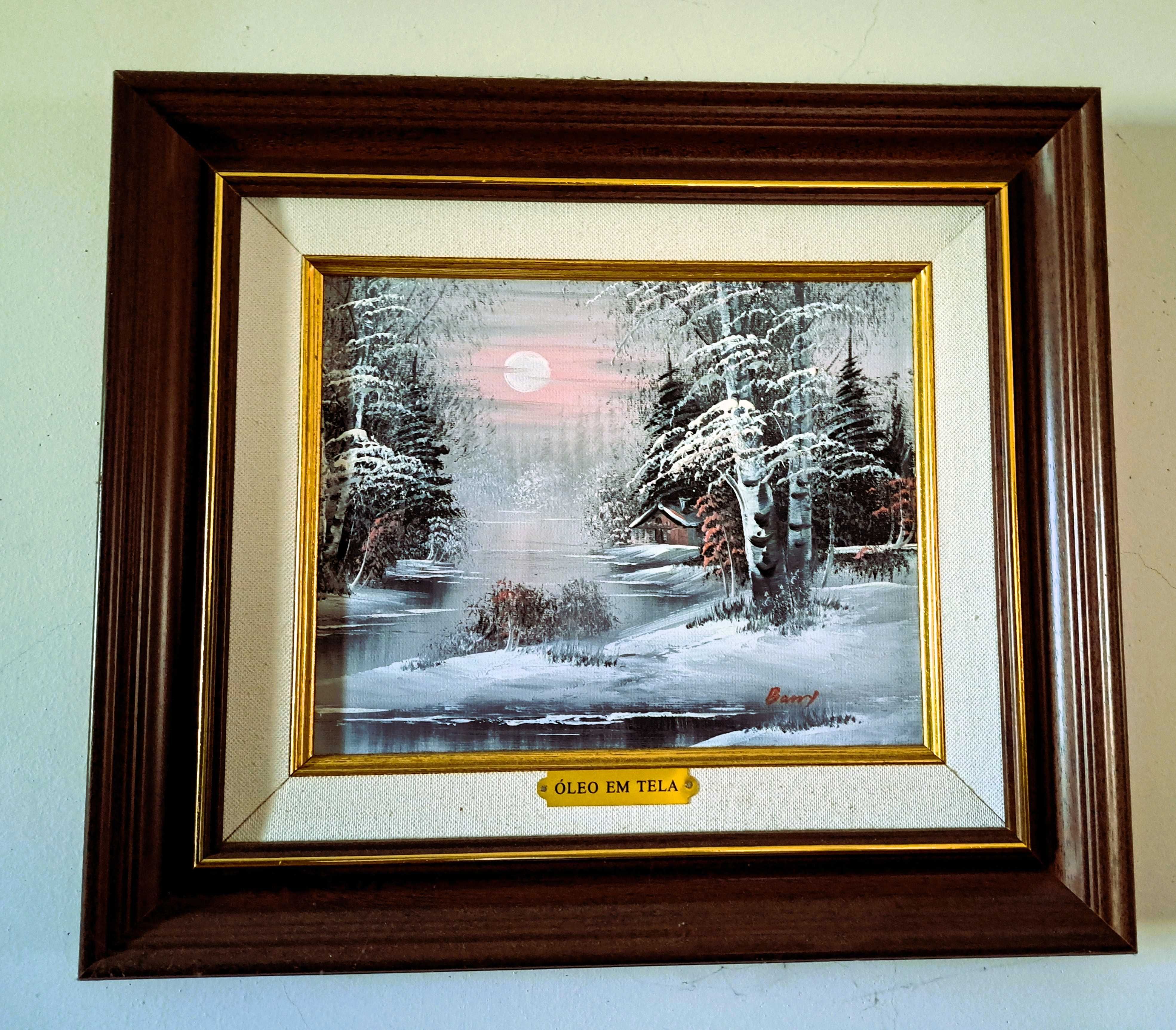 quadro pintura oleo em tela Barry 38 cm floresta