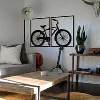 Nowoczesny drewniany obraz rower. Obraz ażurowy 3D. Dekor.