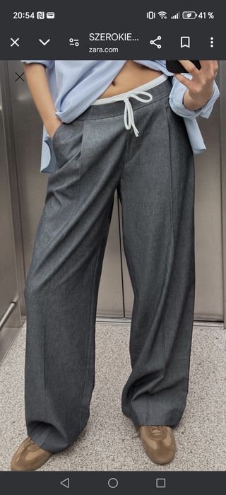 Штани широкі з білою резинкою Zara р L