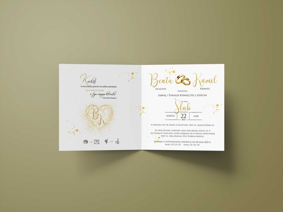Zaproszenia Ślubne SUKNIA zaproszenie na ślub urząd kościół serce