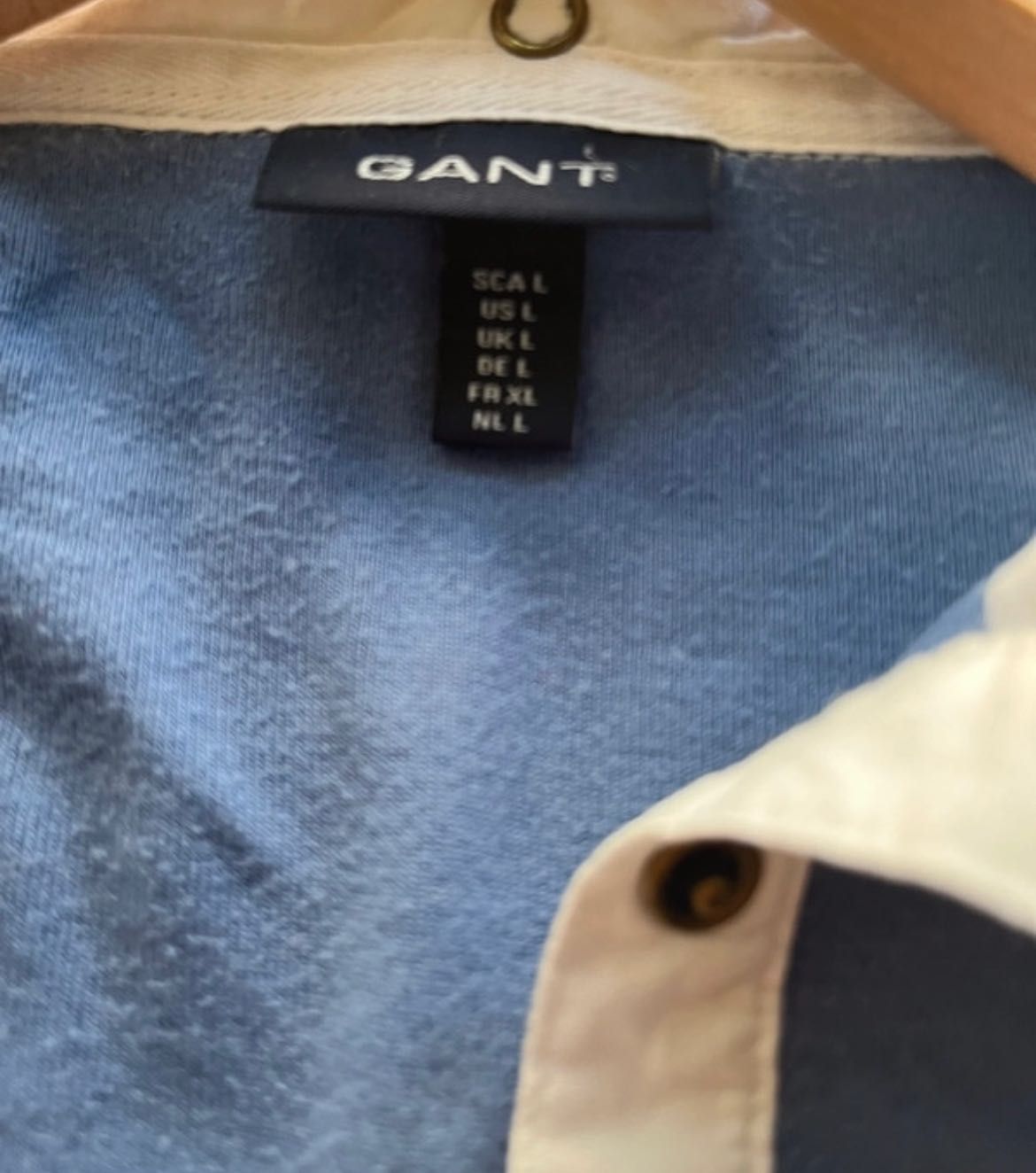 Polo Gant manga comprida riscas azuis à frente L