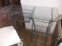STÓŁ - BAREK - z blatem szklanym metalowy 120 cm x 45 stan bdb. 195 zł