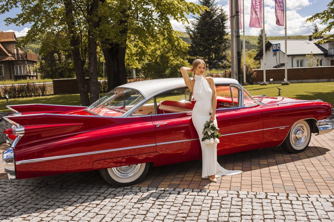 Cadillac z 1955, 1959 zabytkowy do ślubu samochód auto wynajem