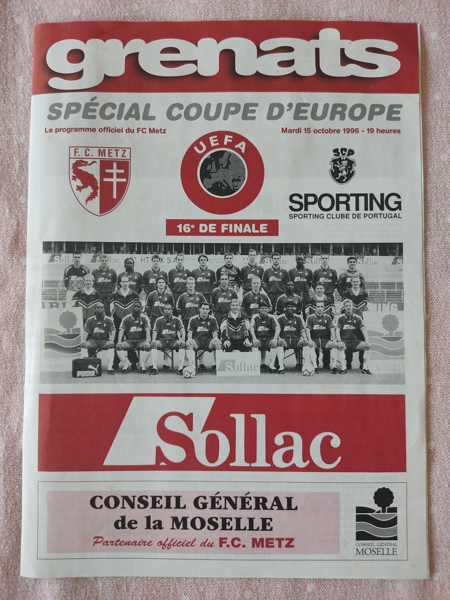 Programa oficial Metz Sporting UEFA 1996/97