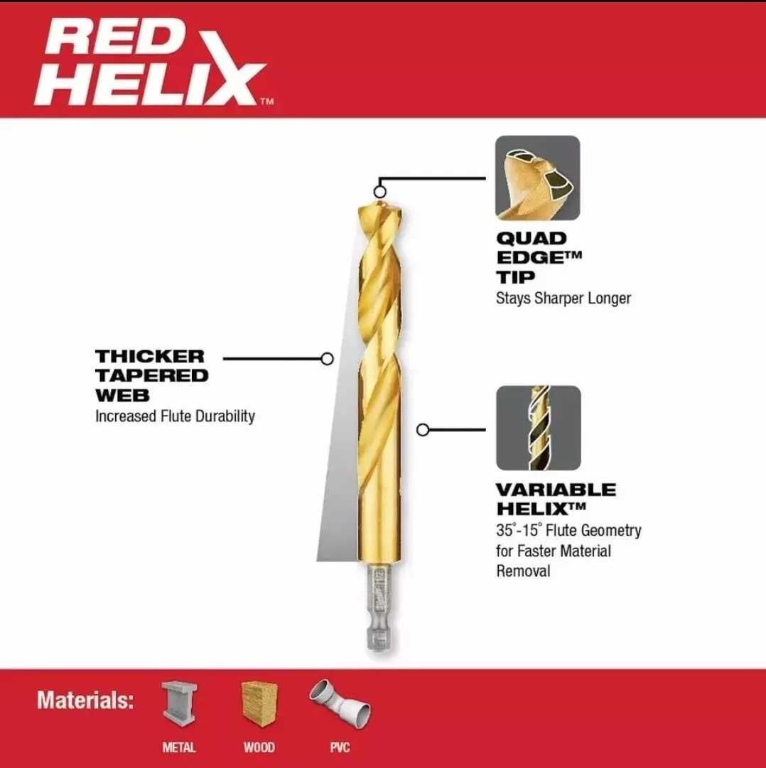 Набор сверл Milwaukee 48-89-4630 Impact Titanium Red Helix 15шт.