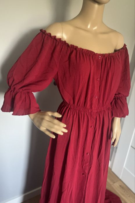Suknia do sesji ciazowej malinowa bordowa noho L XL hiszpanka