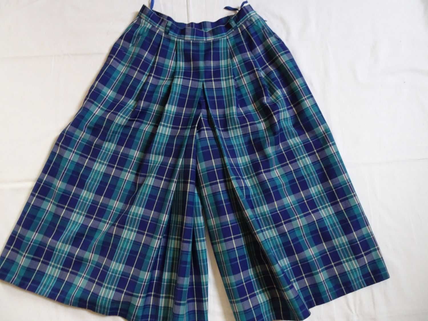 Spódnico-spodnie wygodne 38 40 Krata Vintage