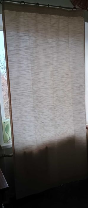 Довга щільна бежева штора до 220 шир 117см