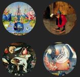 Parastone podstawki szklane 4szt. z motywami obrazów Hieronim Bosch