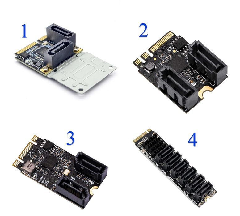 Контроллер адаптер 2, 4, 6 и 8 портов SATA, eSATA, IDE на M.2 и PCI-e