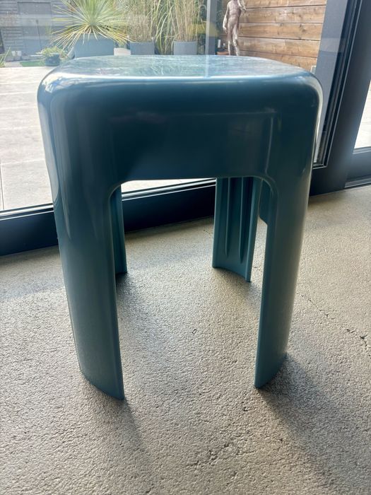 Designerski Turkusowy Stołek Taboret Vintage z tworzywa Bauhaus