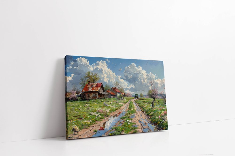 Obraz na płótnie "Wiosenny Dzień na Polskiej Wsi" 120x80 cm