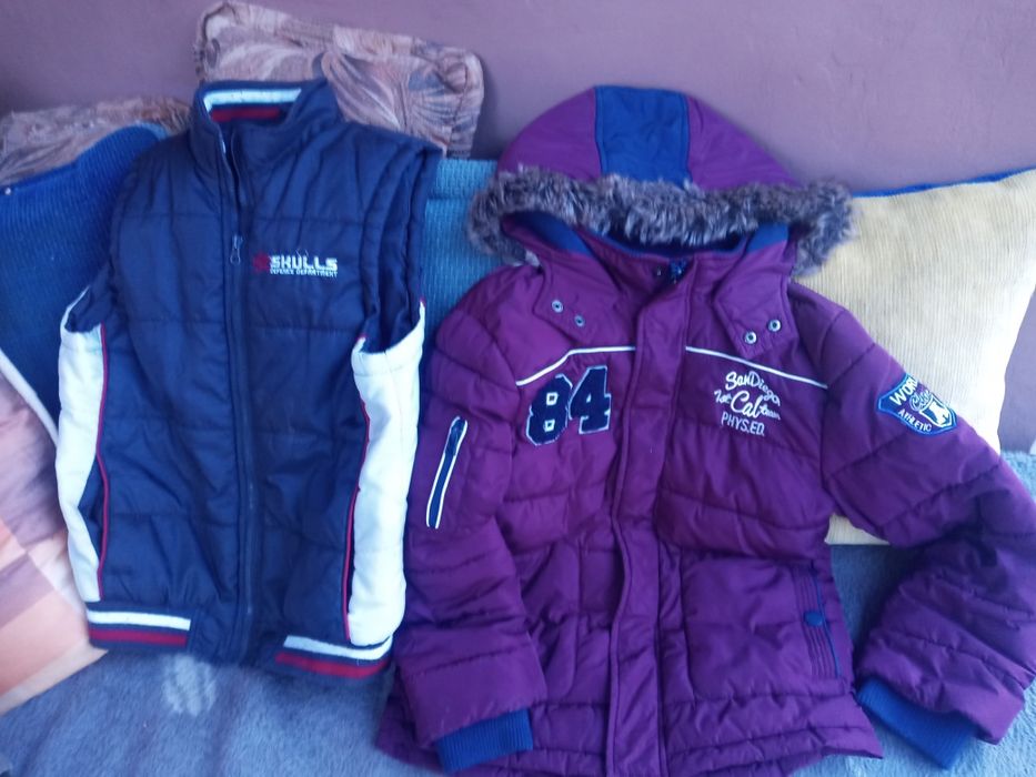 Kurtka ciepła zimowa, bezrękawnik dla chłopca r.134