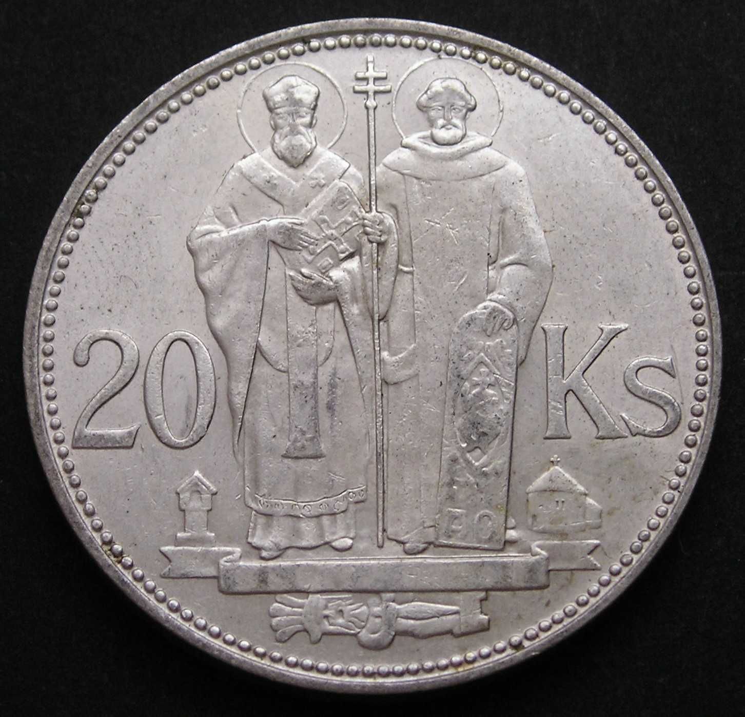 Słowacja 20 koron 1941 - Cyryl i Metody - srebro