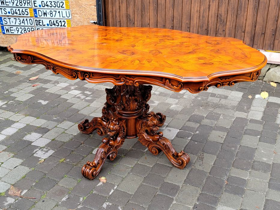 Вінтажний Дубовый обеденный стол резьба Барокко  Бельгия