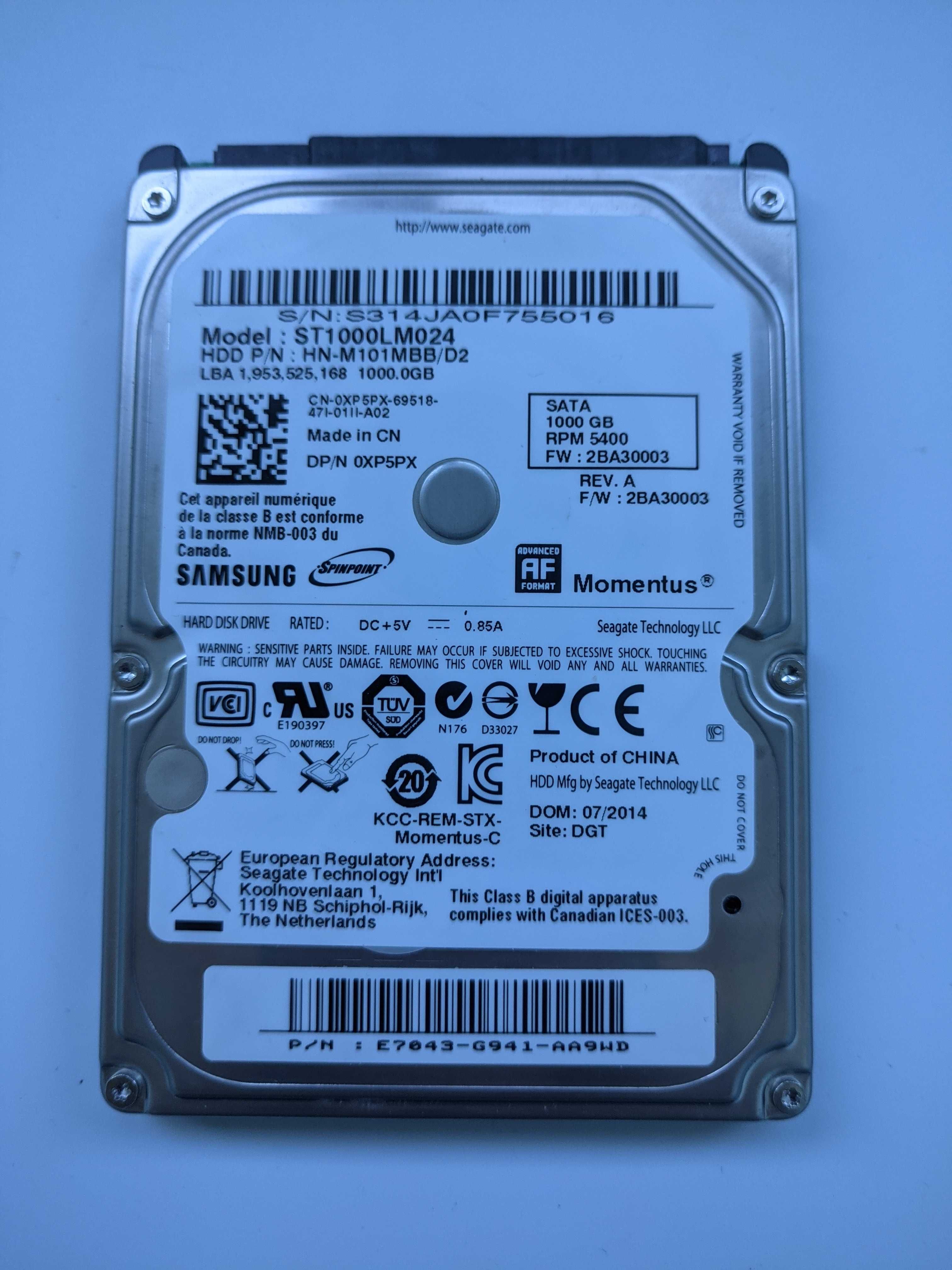 Жёсткий диск 2,5" SATA 1Tb Seagate Momentus ST1000LM024/HN-M101MBB/D2