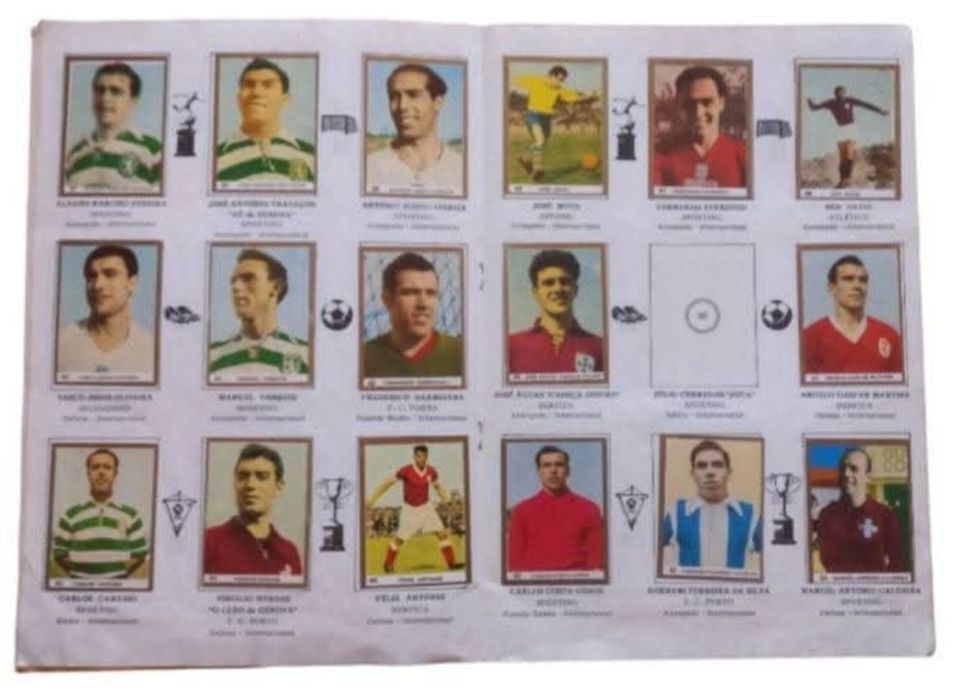 Caderneta antiga, ídolos do Passado.