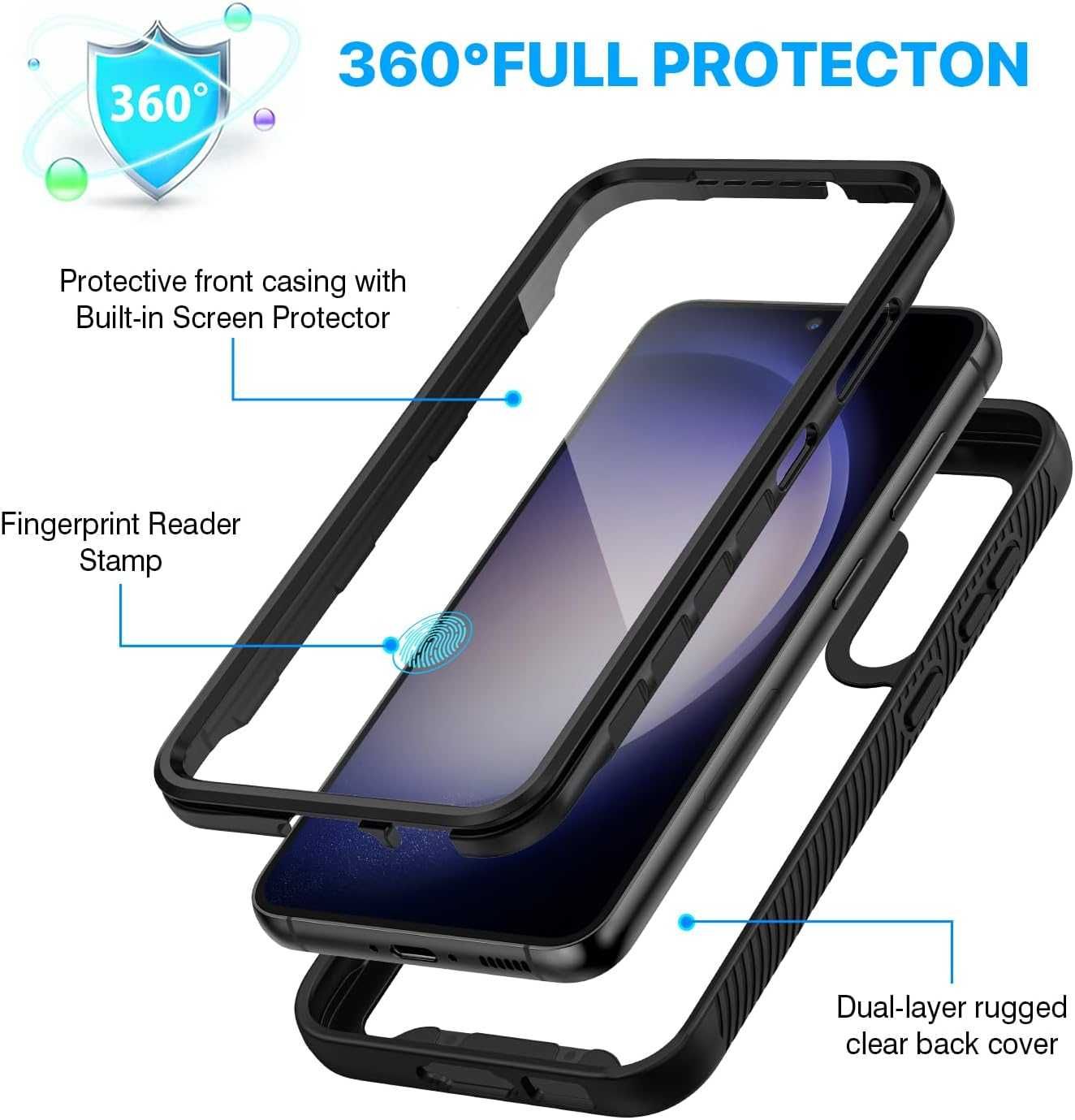 CENHUFO etui do Samsung Galaxy S23 etui pancerne 360 mocne