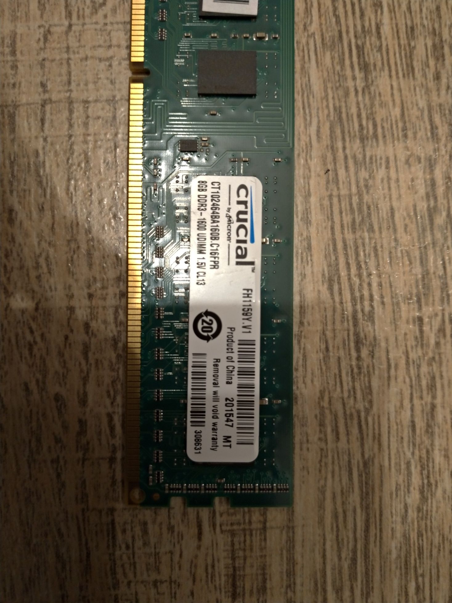 Memoria DDR3 8gb crucial 1600mhz