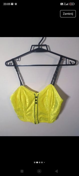 żółty neonowy welurowy top XS S rave wixapol