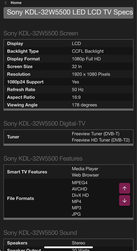 Sony KDL-32W5500