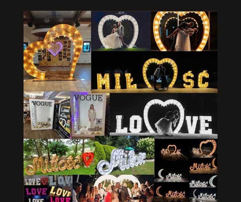 fotobox SERCE napis MIŁOŚĆ LOVE księżyc Ciężki dym ŚCIANKA photobox