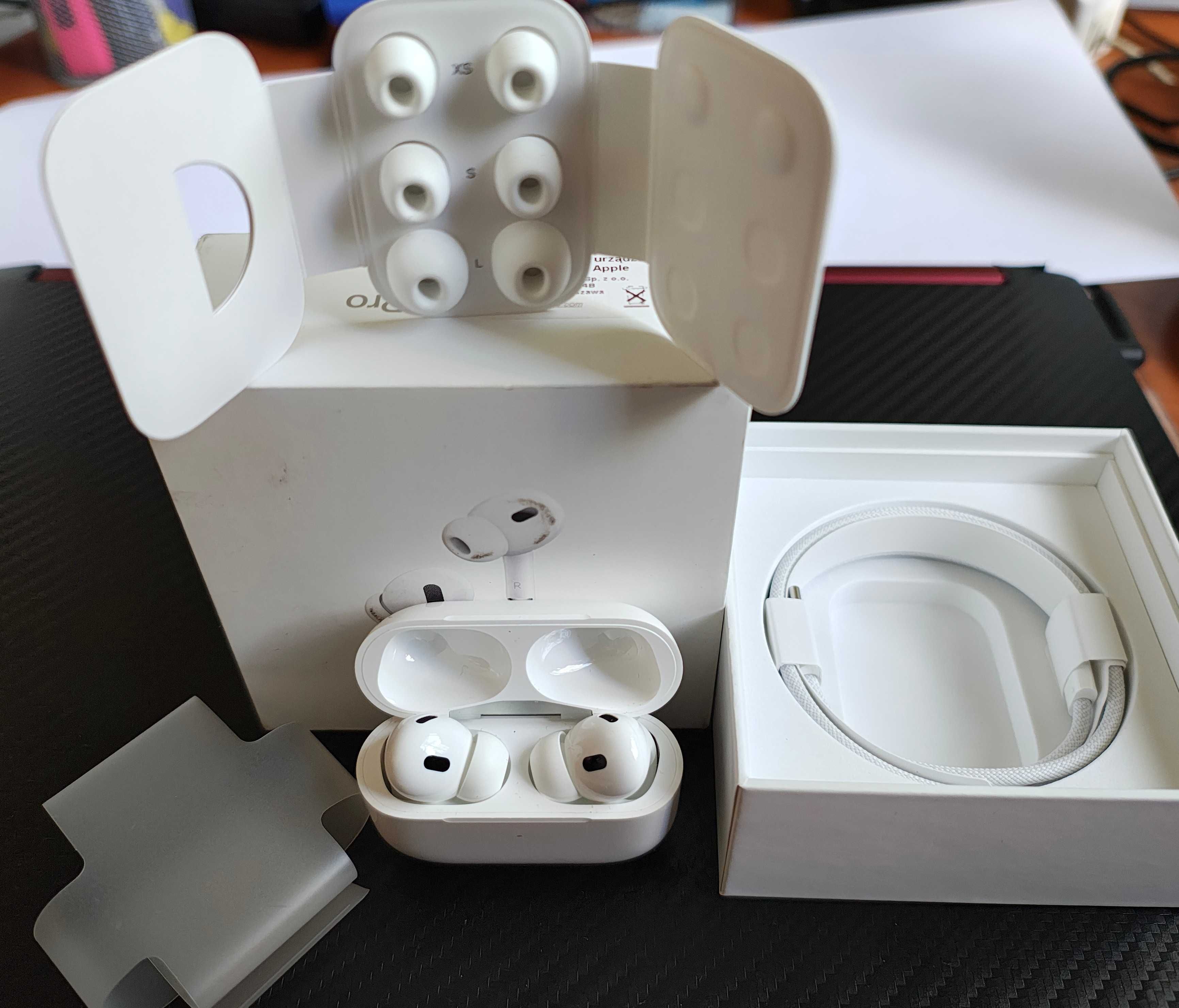 APPLE AirPods Pro II ANC Biały. Oryginał na gwarancji plus etui