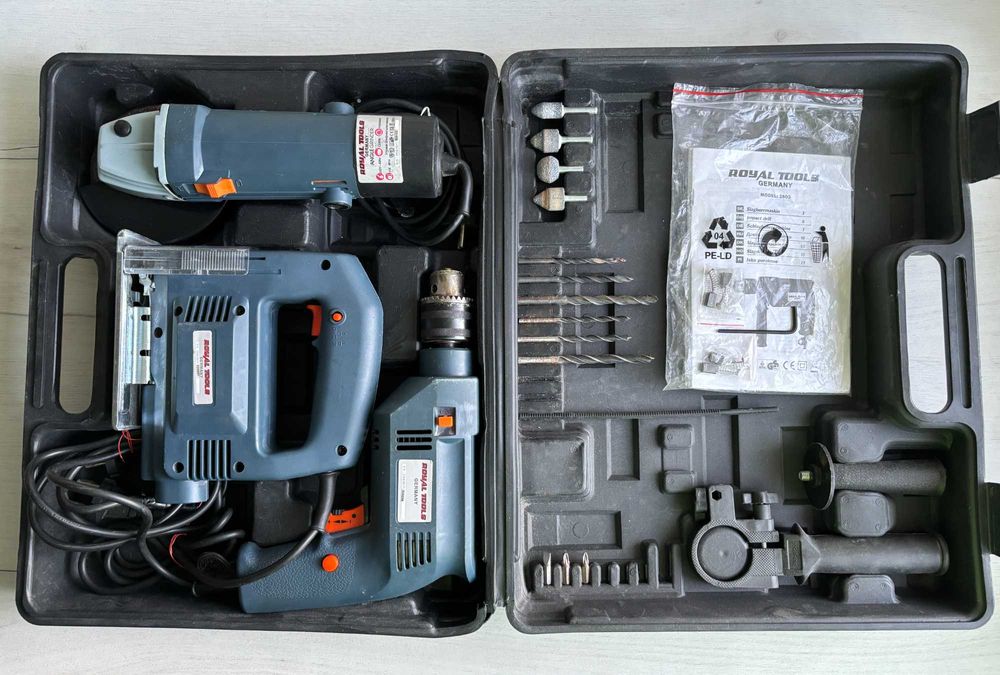 Дрель электрическая дриль електрична + Болгарка + Лобзик набір в кейсі