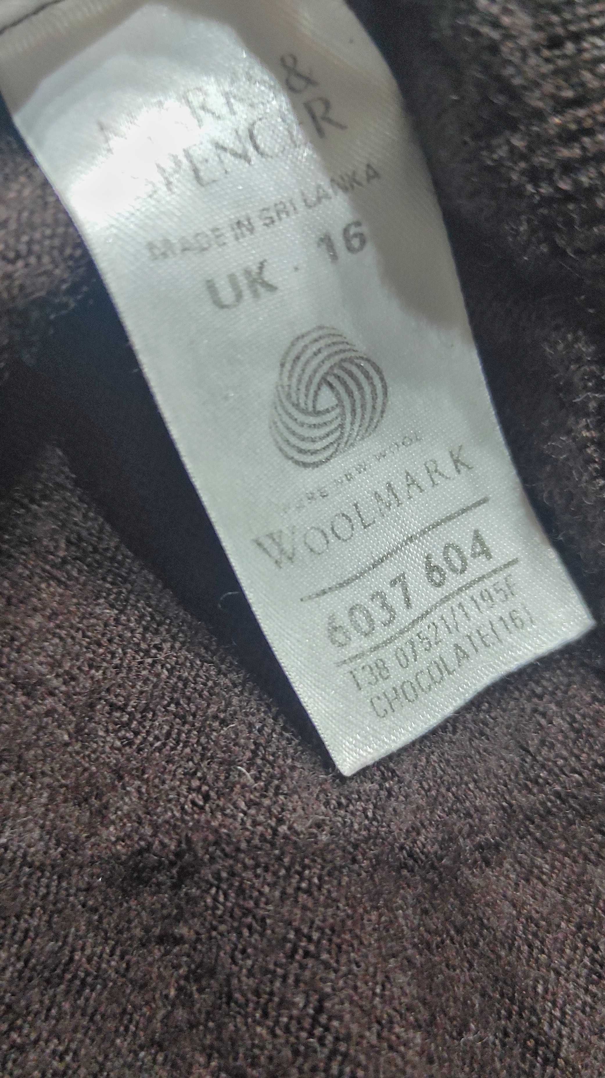 Brązowy czekoladowy sweter XXL 44 16 pullower wełna 100%