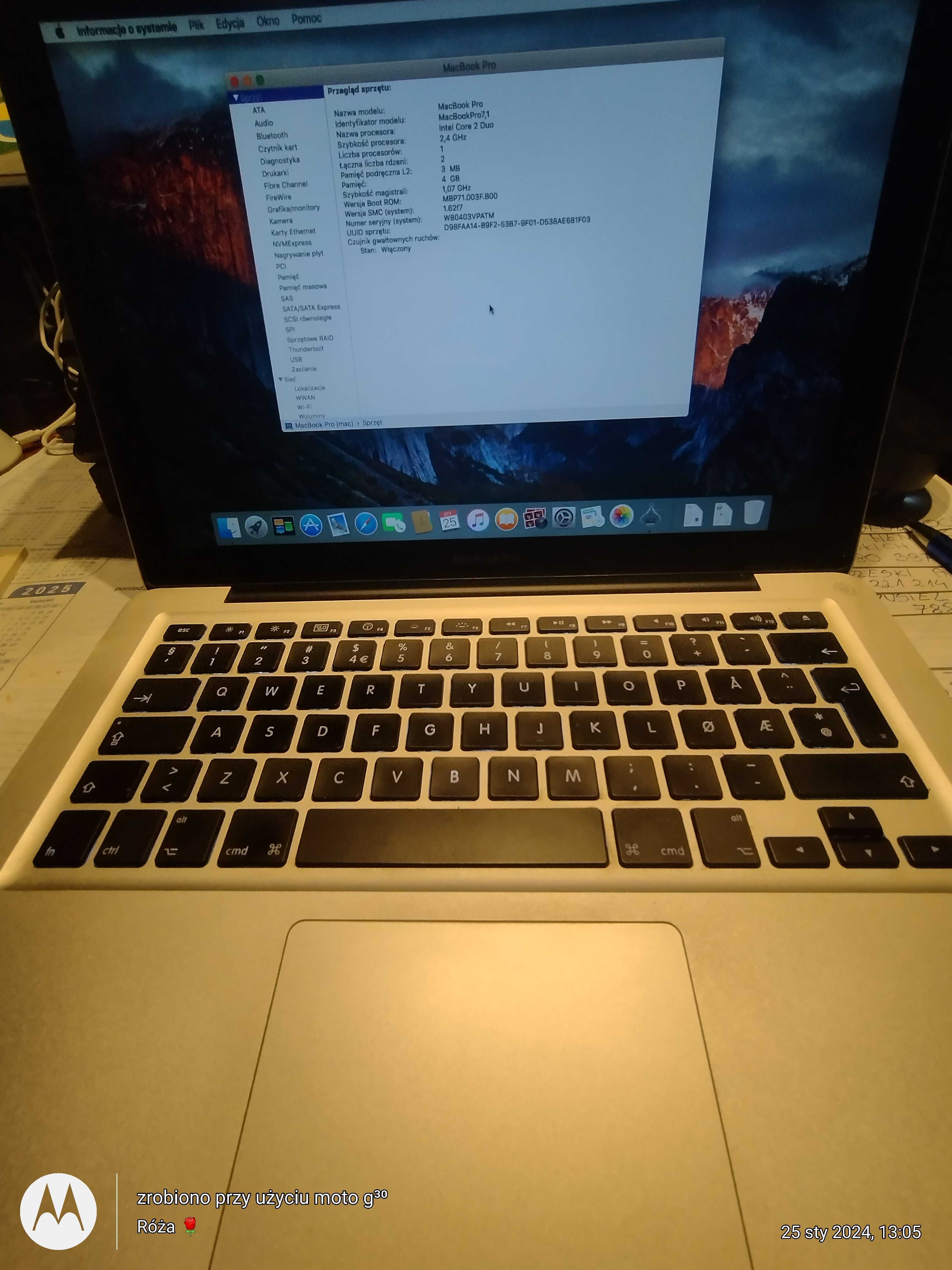 Laptop Mcbook Apple  A 1278 .4/128 SSD .Core2Duo. DVD.