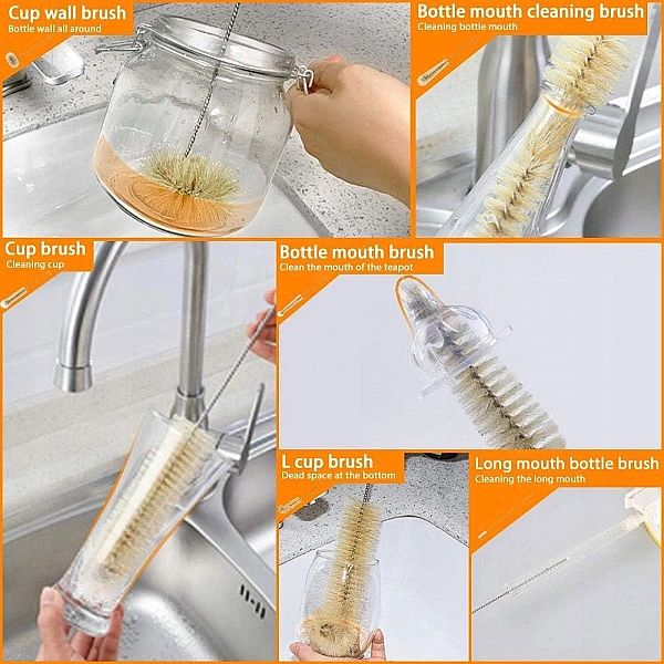 Szczotki do czyszczenia butelek, słoików, kubków, słomek 9 szt. Mastho