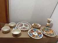 Zestaw fajans ceramika Włocławek/koło ręcznie malowane vintage PRL