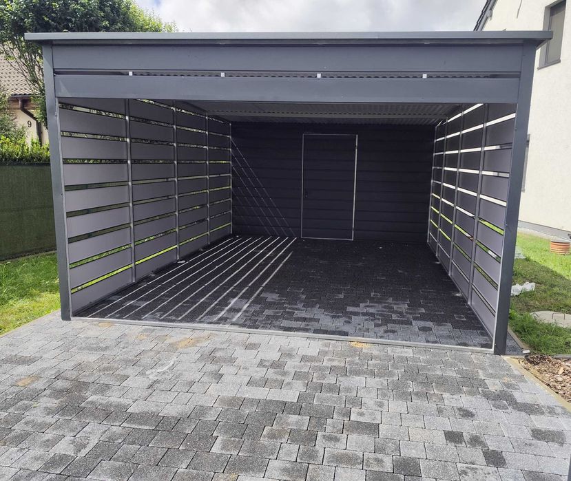 Nowoczesna Wiata - CARPORT z Pomieszczeniem Gospodarczym