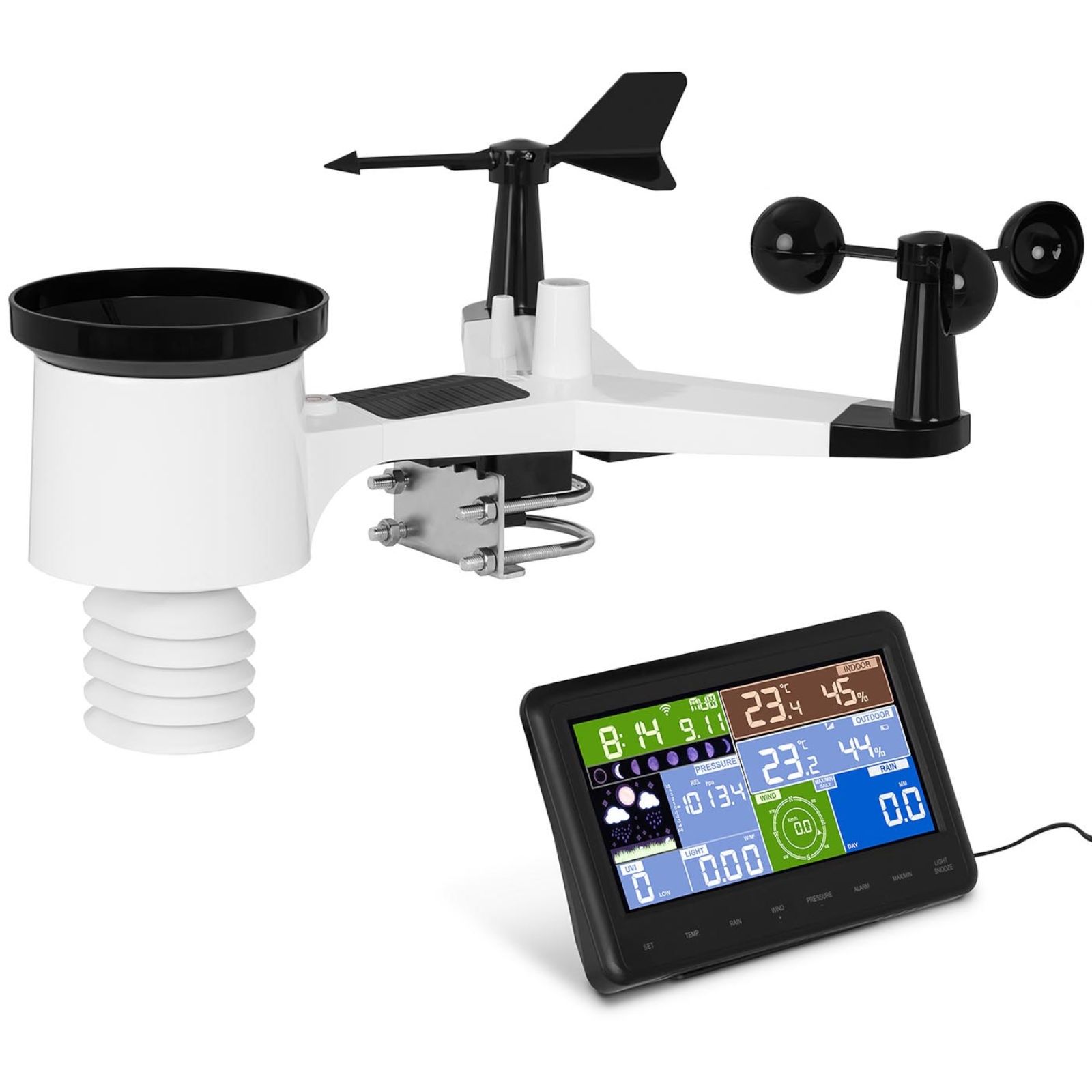 bezprzewodowa stacja meteorologiczna pogodowa solarna lcd wifi 100m