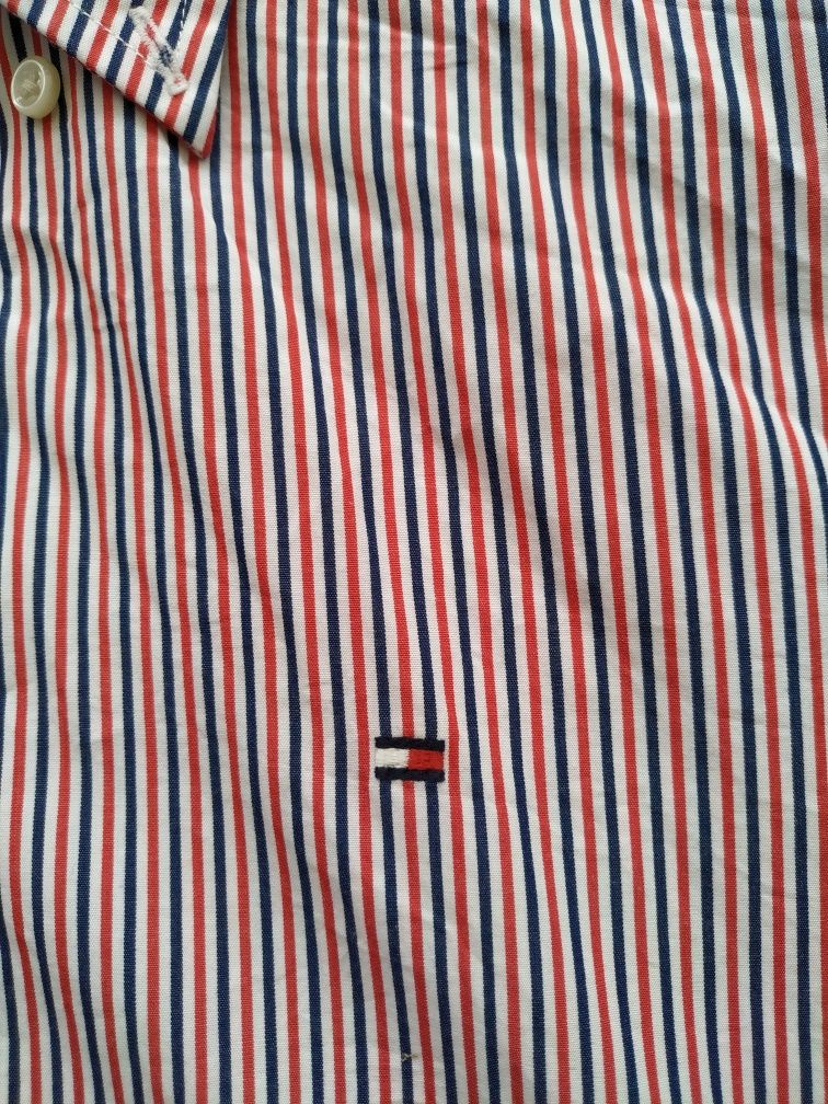 Koszula męska, Tommy Hilfiger, M, paski, długi rękaw, czerwień