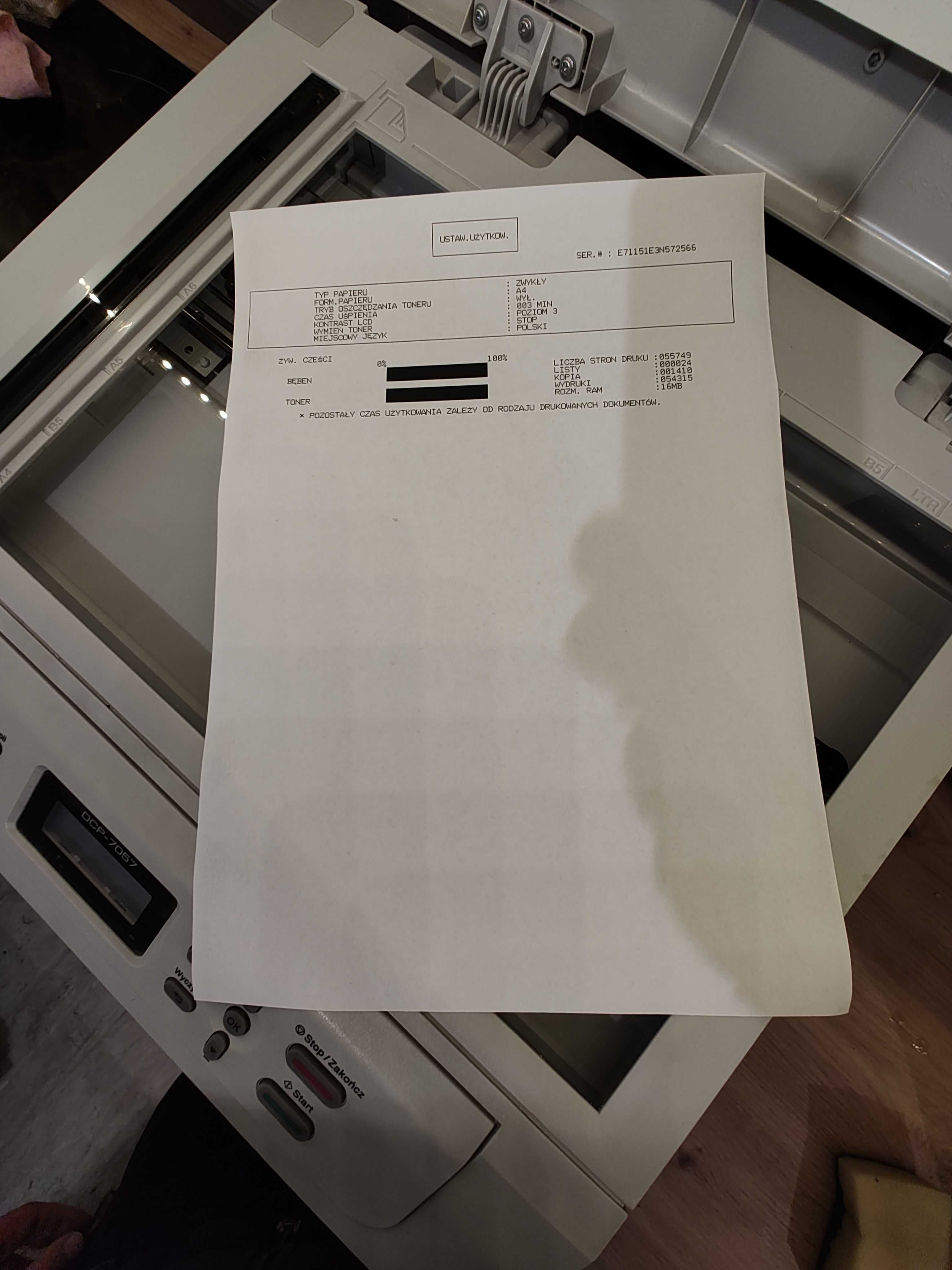 Drukarka laser, skaner DCP-7057 50% ceny - z nowym tonerem i bębnem