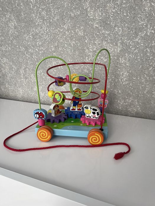 Дерев'яний лабіринт-каталка Viga Toys, машинка