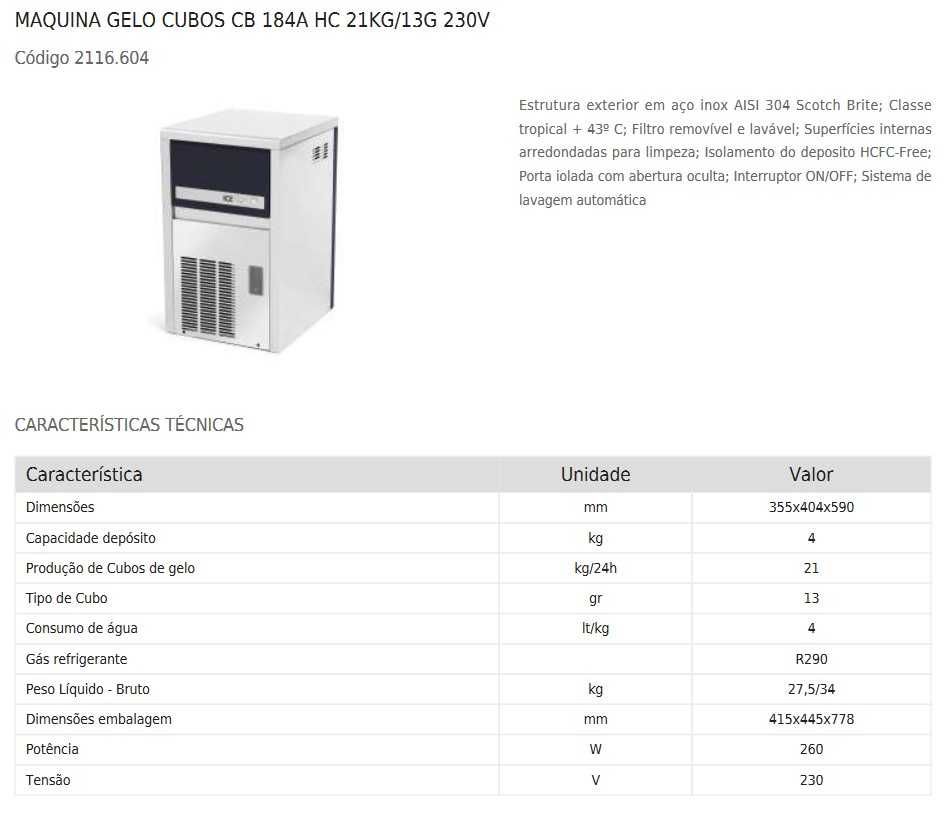 Máquina de Gelo Industrial Brema - Hotelaria e Restauração