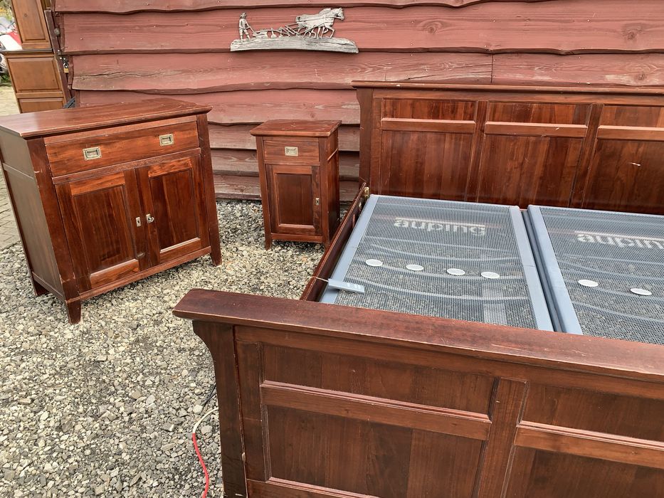 łóżko kolonialne 180/200 stelaż elektr. Komoda, szafki nocne