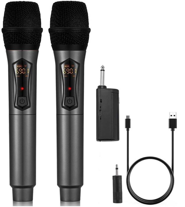 Mikrofon Bezprzewodowy 2 sztuki z odbiornikiem Dual UHF System Karaoke